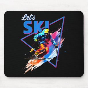 Retro skiing powder vintage ski colour shred desig mouse pad
