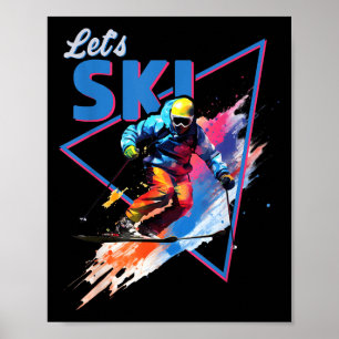 Retro Skiing Powder Vintage Ski Colour Shred Desig Poster