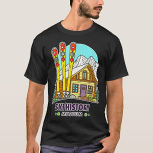 Retro Skiing Ski History Museum And Mountain Cabin T-Shirt