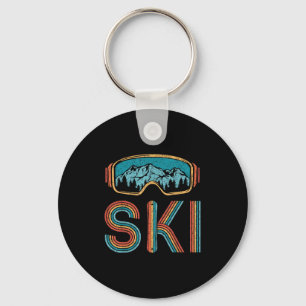 Retro Skiing Vintage 80s 90s Snowboarding Skiers M Keychain