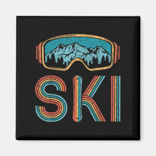 Retro Skiing Vintage 80s 90s Snowboarding Skiers M Magnet