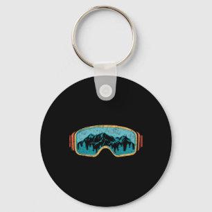 Retro Skiing Winter Sport Shirt For Men Women Snow Keychain