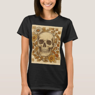 Retro Skull & Daisy T-Shirt | Vintage Grunge Skele