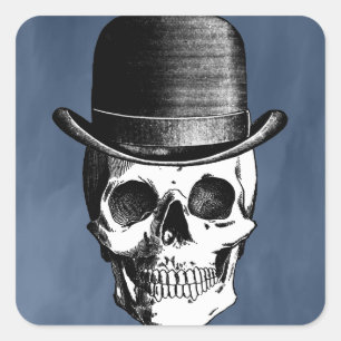 Retro Skull Head Square Sticker