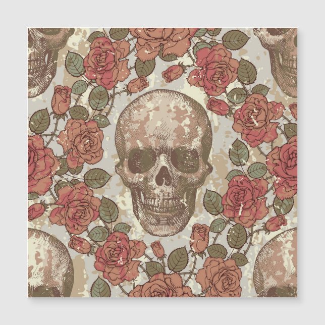 Retro Skulls and Roses Ornament (Front)