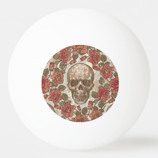 Retro Skulls and Roses Ornament Ping Pong Ball (Front)