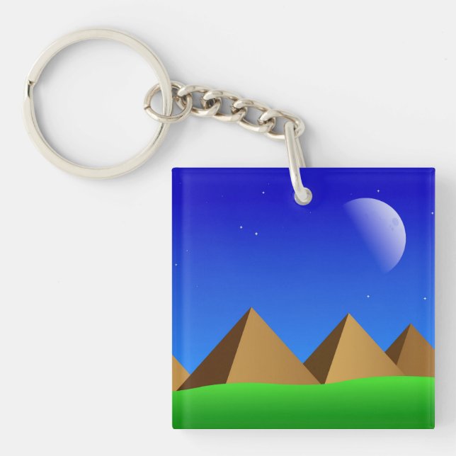 Retro Sky and Pyramids Keychain (Front)