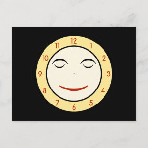 Retro Sleepy Clock Face Postcard