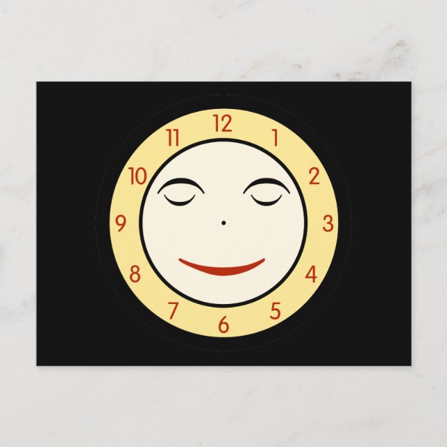 Retro Sleepy Clock Face Postcard (Front)