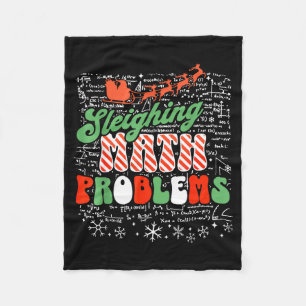 Retro Sleighing Math Problems Santa Math Teacher C Fleece Blanket