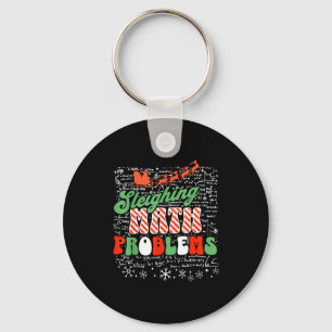 Retro Sleighing Math Problems Santa Math Teacher C Keychain