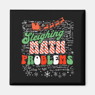Retro Sleighing Math Problems Santa Math Teacher C Magnet