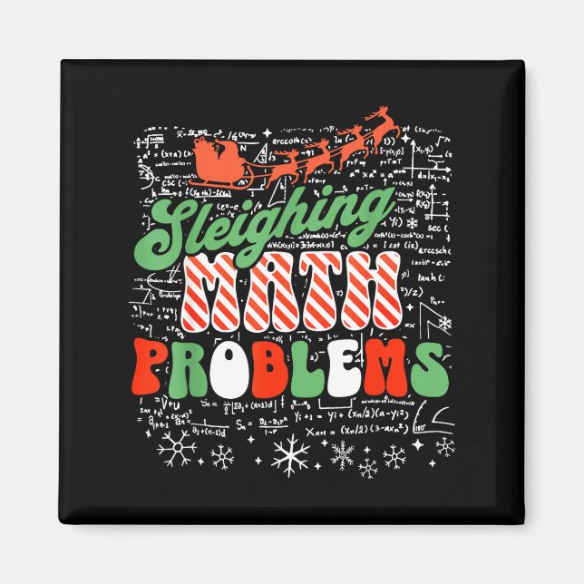 Retro Sleighing Math Problems Santa Math Teacher C Magnet (Front)