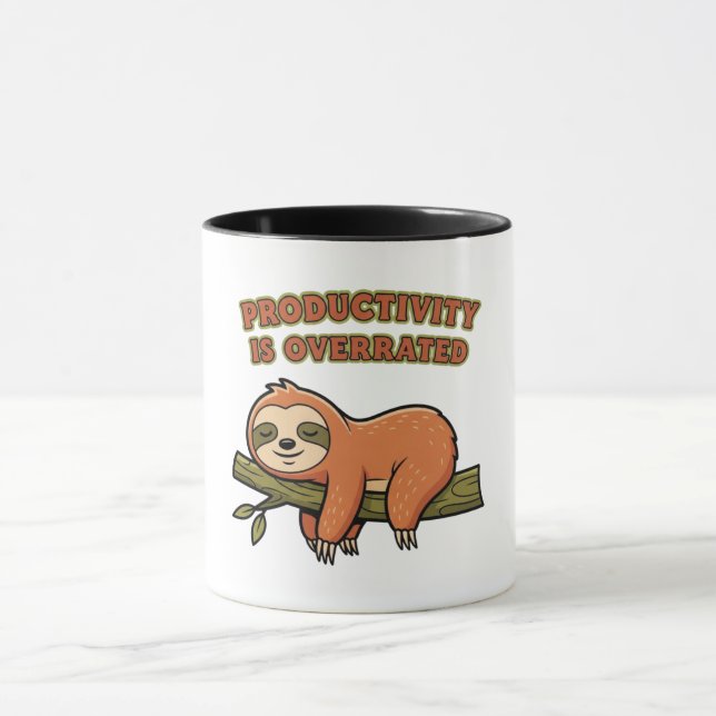 Retro Sloth Anti Hustle Color Inside Mug (Center)