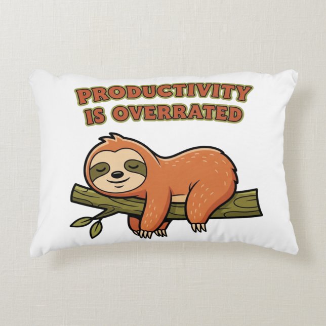 Retro Sloth Anti Productivity Rectangular Pillow (Front)