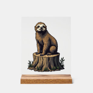 Retro Sloth Engraving Wildlife Shirt (3) Acrylic Sign