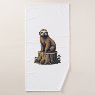 Retro Sloth Engraving Wildlife Shirt (3) Bath Towel