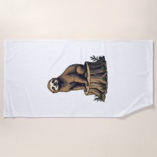 Retro Sloth Engraving Wildlife Shirt (3) Beach Towel
