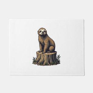 Retro Sloth Engraving Wildlife Shirt (3) Doormat