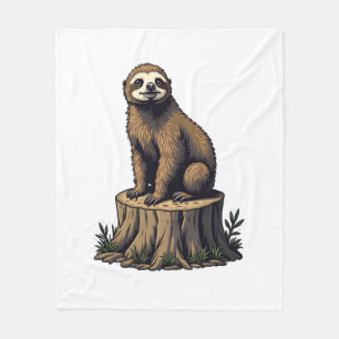 Retro Sloth Engraving Wildlife Shirt (3) Fleece Blanket