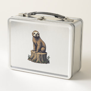 Retro Sloth Engraving Wildlife Shirt (3) Metal Lunch Box