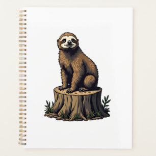 Retro Sloth Engraving Wildlife Shirt (3) Planner