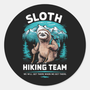 Retro Sloth Hiking Team Vintage Gift Classic Round Sticker