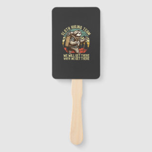 Retro Sloth Hiking Team We'll get There When we ge Hand Fan
