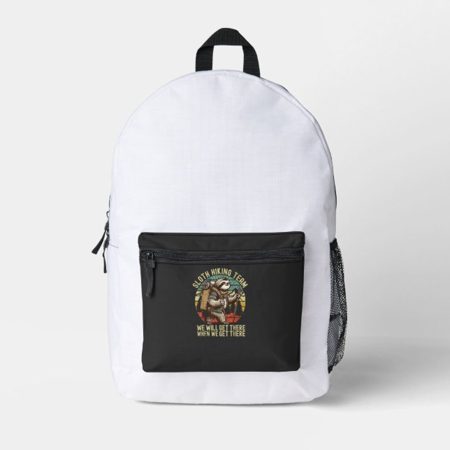Retro Sloth Hiking Team We'll get There When we ge Printed Backpack (Front)