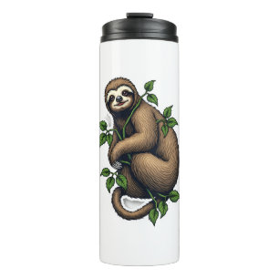 Retro Sloth Line Art Vintage Tee (4) Thermal Tumbler