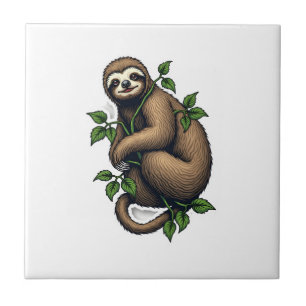 Retro Sloth Line Art Vintage Tee (4) Tile