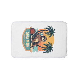 Retro Sloth Vacation Shirt Funny Tropical Relax De Bath Mat