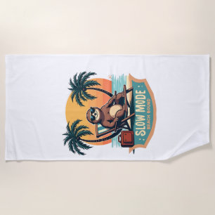 Retro Sloth Vacation Shirt Funny Tropical Relax De Beach Towel