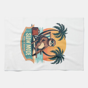 Retro Sloth Vacation Shirt Funny Tropical Relax De Kitchen Towel