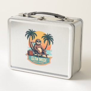 Retro Sloth Vacation Shirt Funny Tropical Relax De Metal Lunch Box
