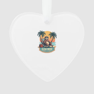 Retro Sloth Vacation Shirt Funny Tropical Relax De Ornament