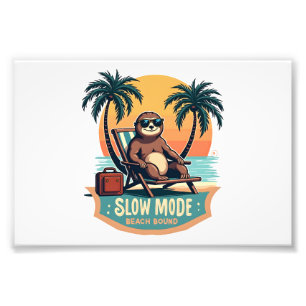 Retro Sloth Vacation Shirt Funny Tropical Relax De Photo Print