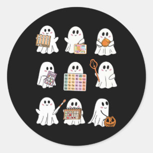 Retro Slp Ghost Halloween Speech Therapy Autumn Fa Classic Round Sticker