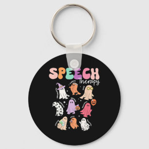 Retro Slp Ghost Halloween Speech Therapy Autumn Fa Keychain