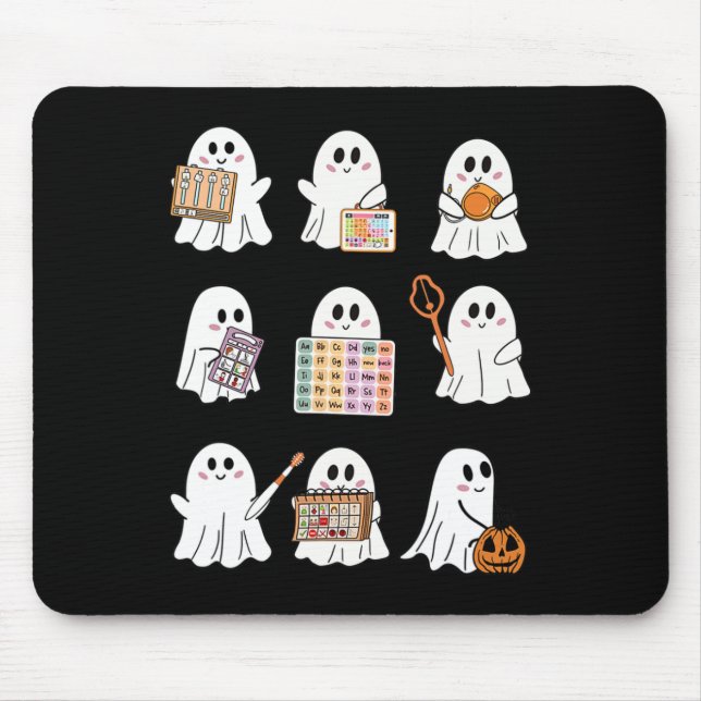 Retro Slp Ghost Halloween Speech Therapy Autumn Fa Mouse Pad (Front)