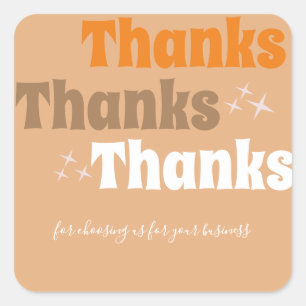 Retro Small Business Stars Groovy Thank You Square Sticker