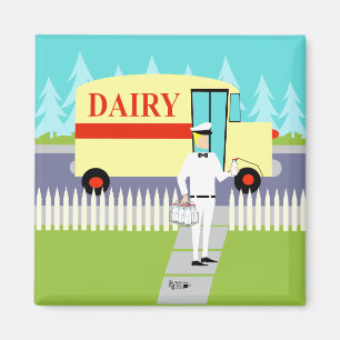 Retro Small Town Milkman Magnet
