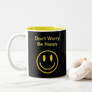 Retro Smile Don't Worry Be Happy Two-Tone Coffee Mug