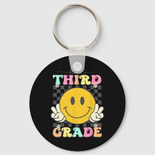 Retro Smile Face Hello 3rd Grade Team Back To Scho Keychain