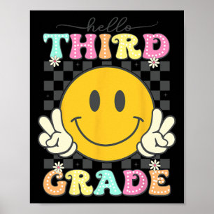 Retro Smile Face Hello 3rd Grade Team Back To Scho Poster