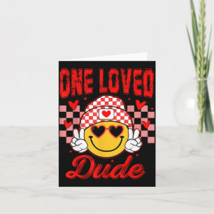 Retro Smile Face One Loved Dude Valentines Day Men Card