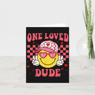 Retro Smile Face One Loved Dude Valentines Day Men Card