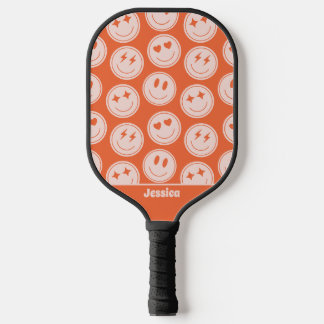 Retro Smile Pattern Custom Name Pickleball Paddle