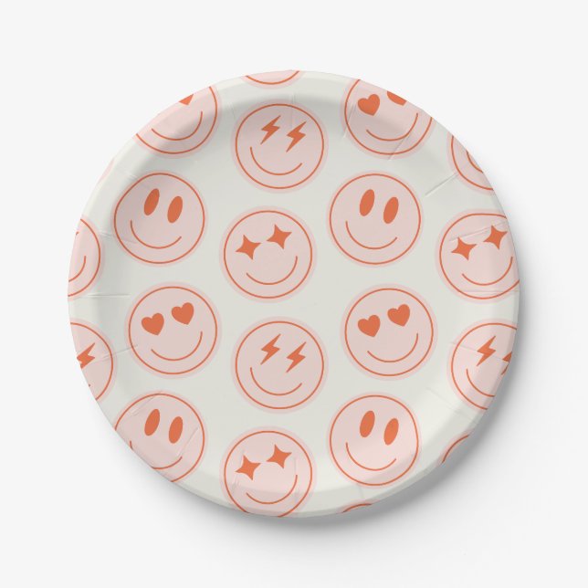 Retro Smile Pattern Paper Plate (Front)