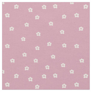  Retro Smiling Flower Pattern in Cream and Rosa Fabric